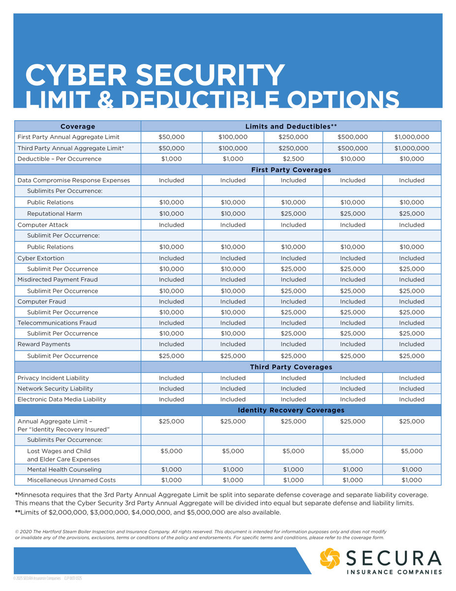 Cyber Security Limit and Deductible Options Sell Sheet